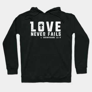 Love Never Fails - White Imprint Hoodie